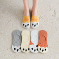 Summer Cat Design Invisible Boat Socks Summer Silicone No Show Women Low Socks Non slip Flat Color Boat Cat Socks