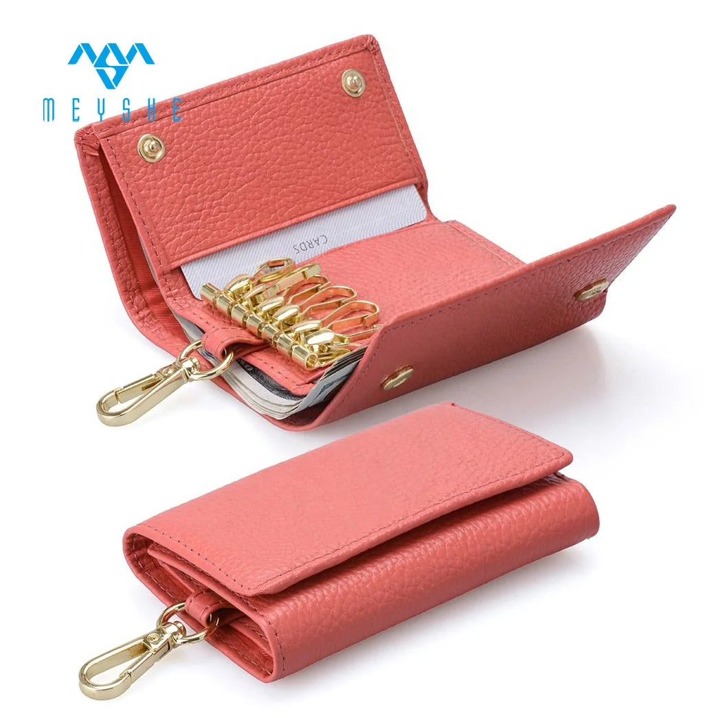 Factory Price Luxury Fashionable 6-Hook Key Case New Design Genuine Leather Wallet Cardholder Key Holder