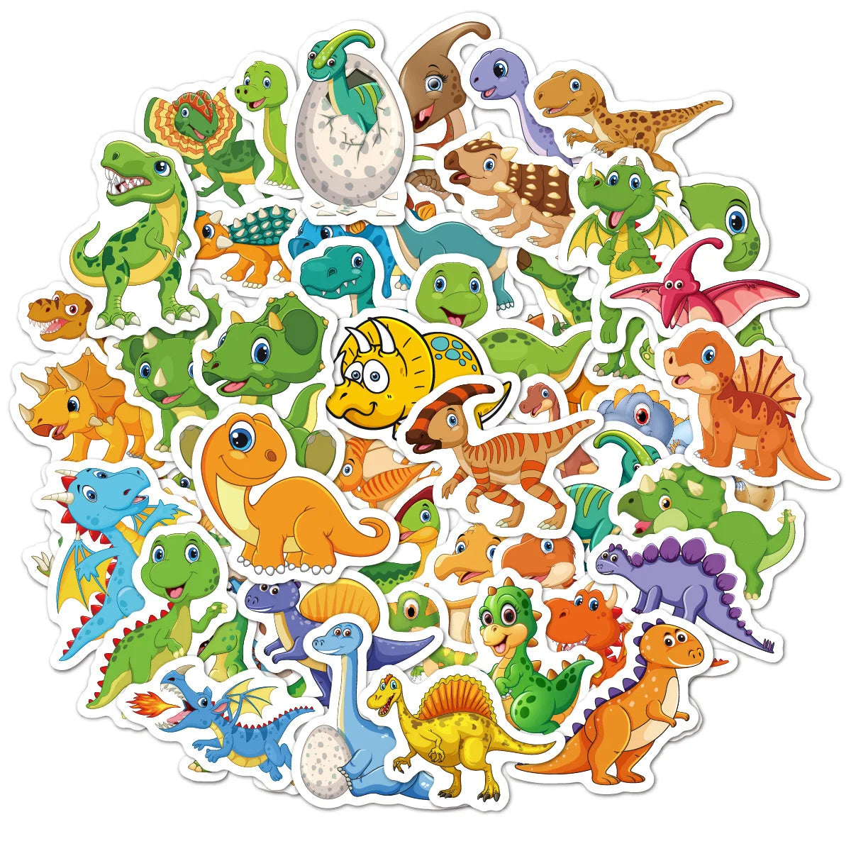 50 Pcs Dinosaur Stickers Vinyl Waterpro Cute Decals  Water Bottle Water Bottle Gift for Kids Teen Birthday Party Supplies