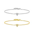 FUAMAY S925 Silver Chain Link Bracelet Heart Bling CZ Zircon Heart Metal Bracelet Heart Shaped Bracelet