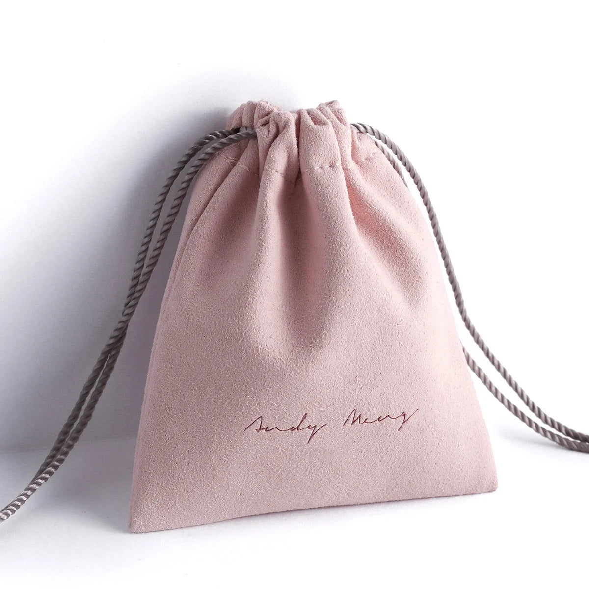 PandaSew Custom Logo Microfiber Fabric Jewelry Pouch Packaging for Earrings Ring Necklace Drawstring Bag