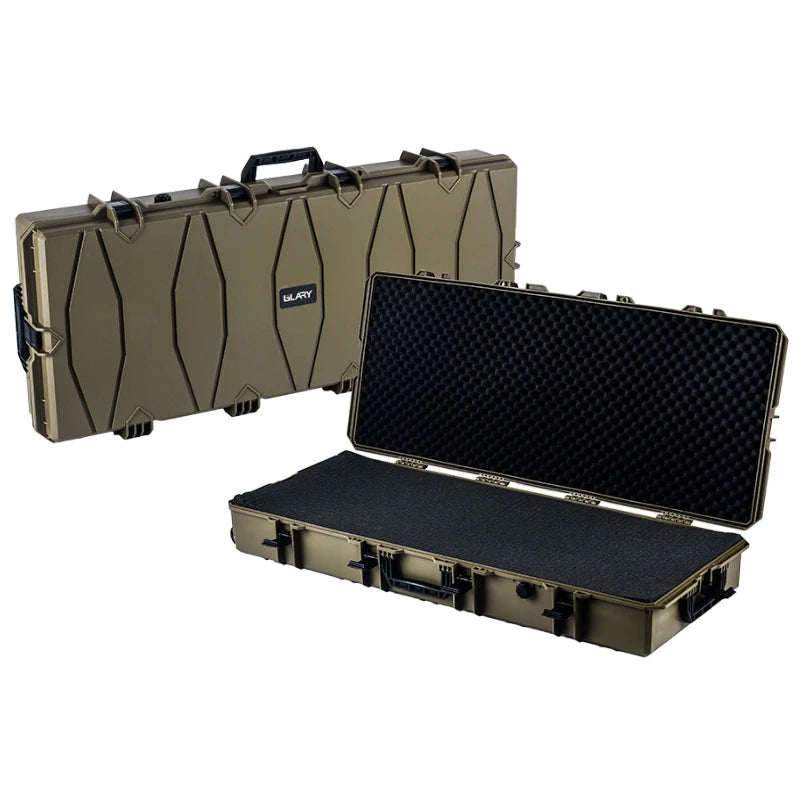 GLARY Heavy Duty Stackable Waterproof Gun Equipment Case Box Shockproof Large Tactical Plastic Gun Case with Wheels for Hunting