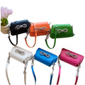 Fashion Woman Summer Crossbody Tote Bag New Trendy Open Small Square Bag with Bow and Embroidery Two Handles