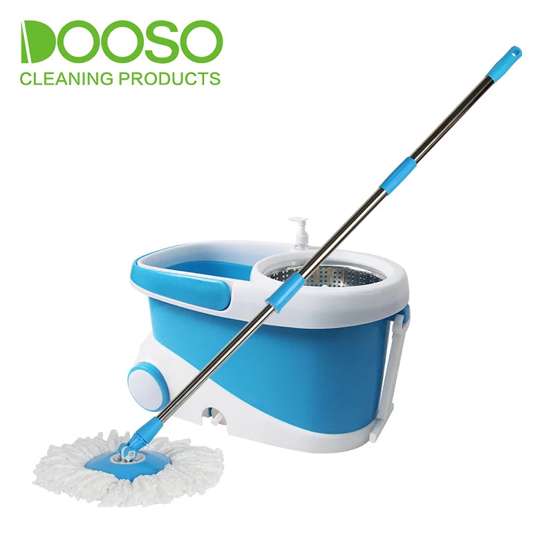 DOOSO Lazy Magic Microfiber Mop Pedal Spin Mop and Bucket Set with Spin Scrubber for Home Floor Cleaning