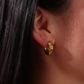 X125 Wholesale 18K Gold Plated Stainless Steel Hoop Earrings Sparkling Zircon Star Design Summer Earrings Jewelry Women