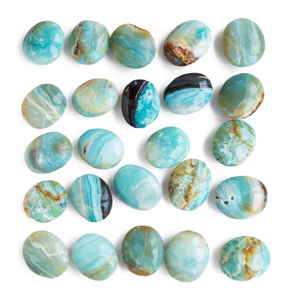 Wholesale Carved Engraved Natural Crystal Blue Sky Quartz Palm Stone China Origin Mascot Folk Art Style for Healing