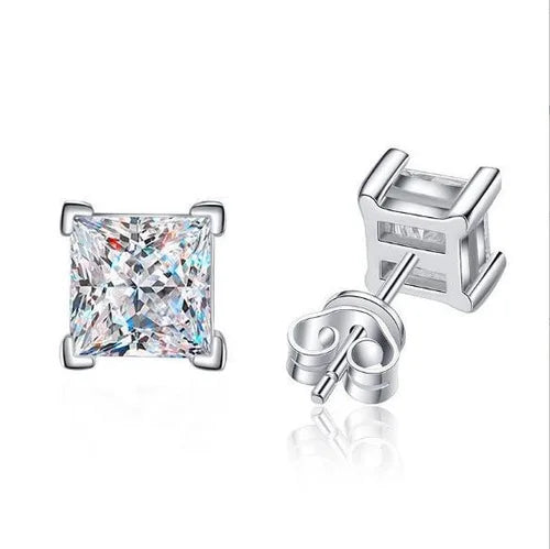 Gra Certified 1ct Square Princess Cut Moissanite Diamond Stud Earring for Women 925 Sterling Silver Luxury Quality Hot Jewelry