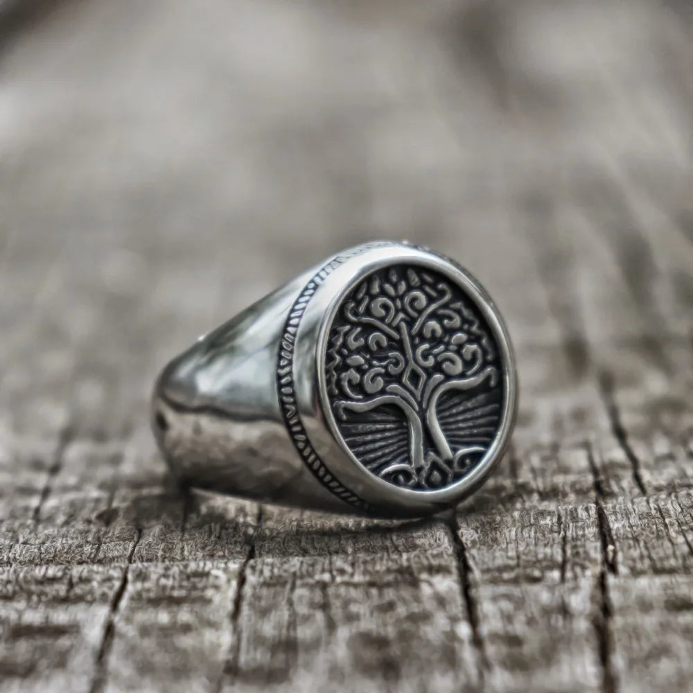 Vikingos Decoracion Tree of Life Ring RI08 Stainless Steel Viking  Ring Viking