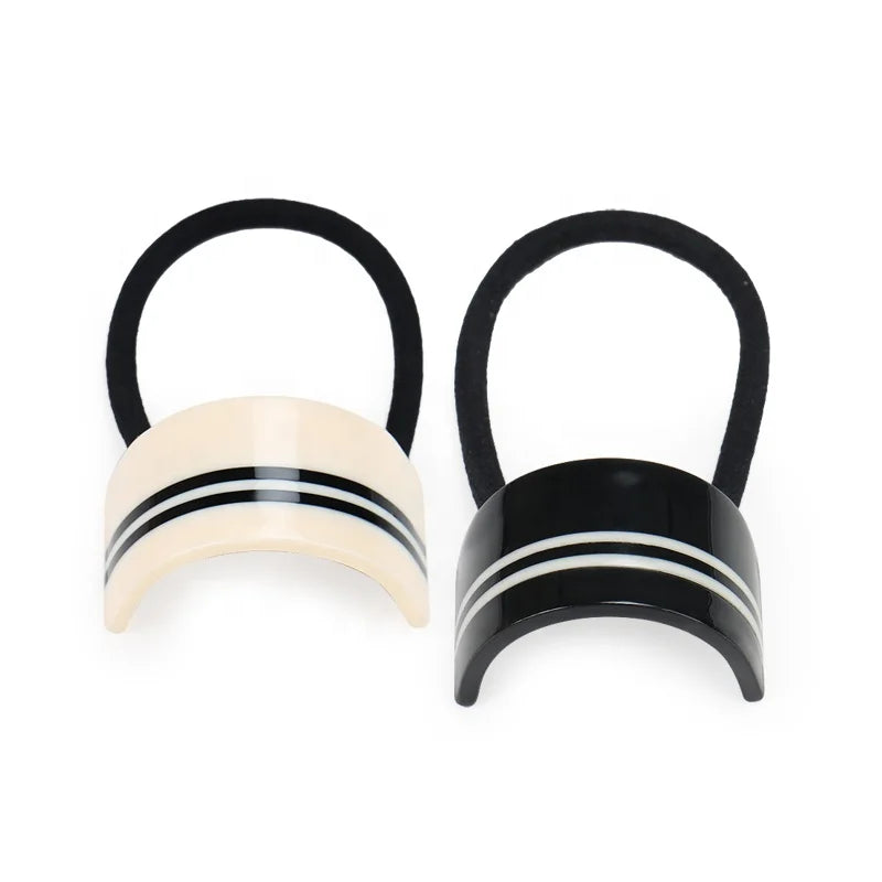 Simple Contrast Design Hair Ties High Quality Acetate Arch Rubber Band Women Elastic Hair Bands for Ponytail