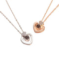 G1392 Hot Sale Valentine's Day Titanium Steel Fashion Jewelry Necklaces Heart Shape Projection 100 Language I Love You Necklace