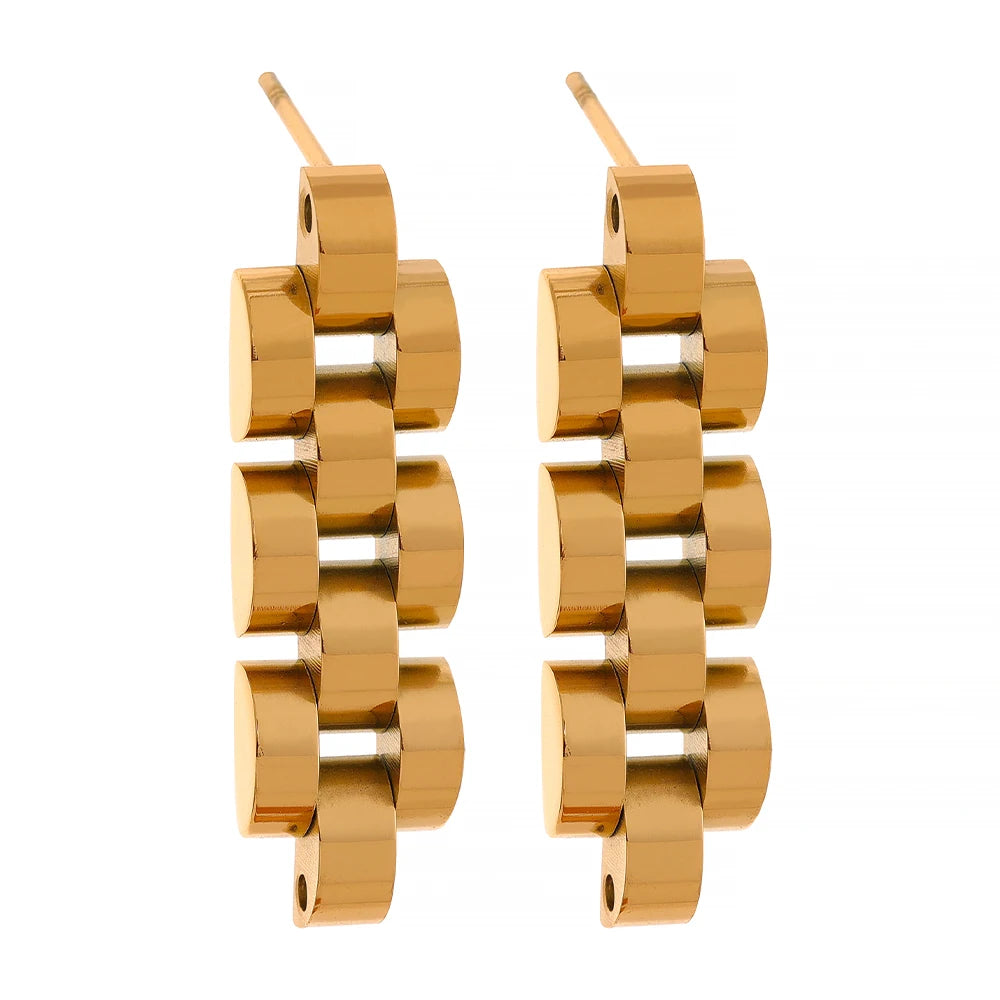 JINYOU 464 Personality Fashion Stainless Steel Thick Chain Drop Dangle Earrings Texture Minimalist 18k Gold Charm Jewelry  Women