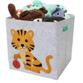 Felt Storage Bins with Handles 13x13 Foldable Cube Organizers Basket With Cartoon Animal for Shelves Home Office Nursery