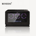 MINEESI Luxury Automatic Wooden Watch Winder 3-Watch High Grade Professional Top Chord Silent Anti-Magnetic Protective Leather