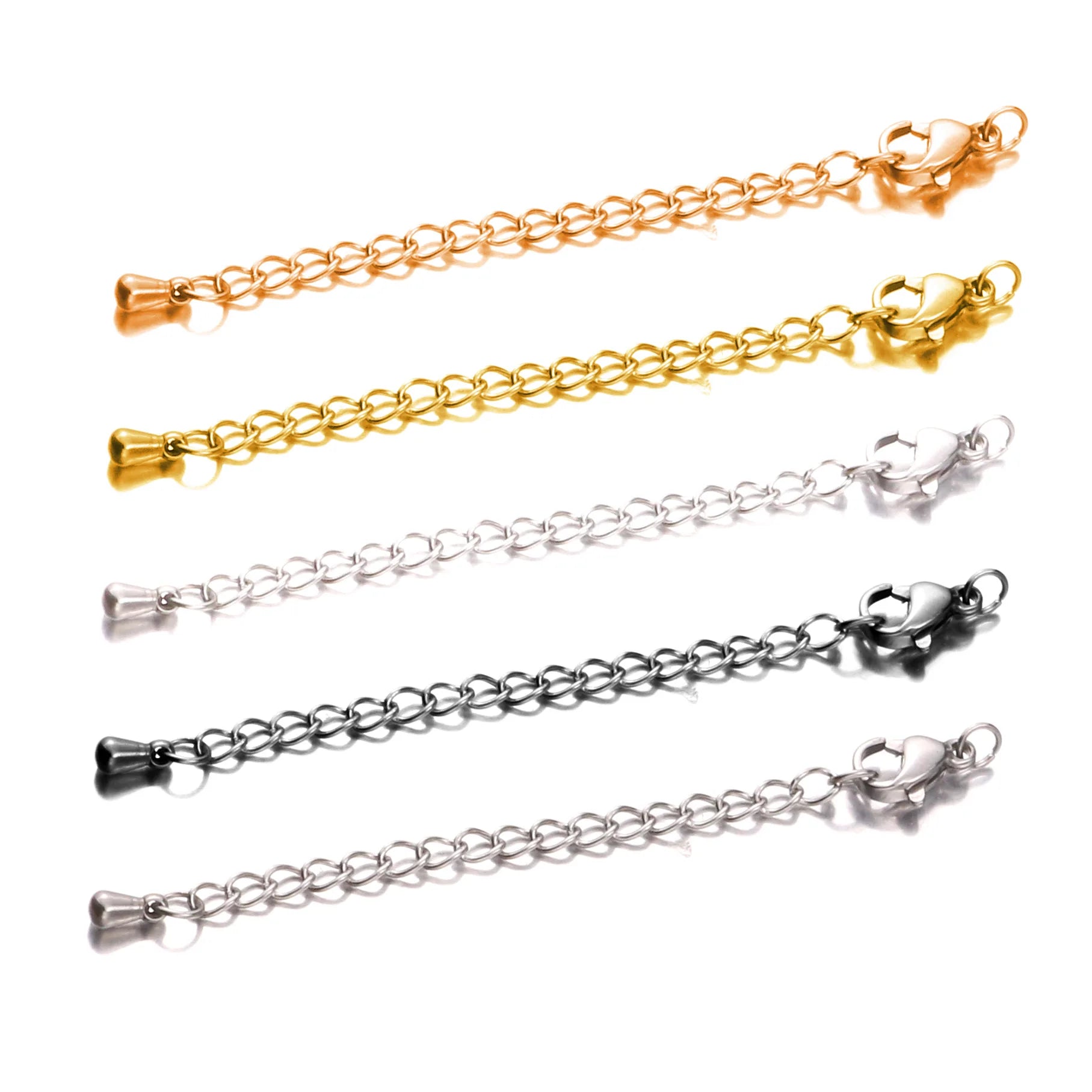 XuQian Stainless Steel Necklace Bracelet Extension Chains with Lobster Clasps for Jewelry Making