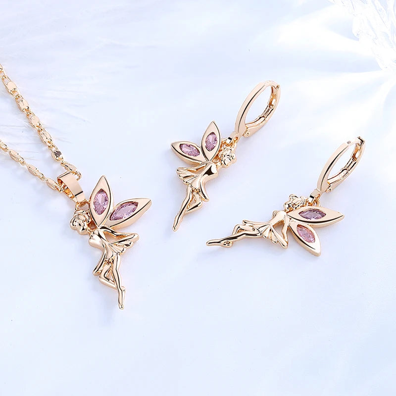 Wholesale Princess 2022 Cubic Zirconia Necklace Sets with Earrings American Diamond Cz Necklace Jewelry Sets for Girls