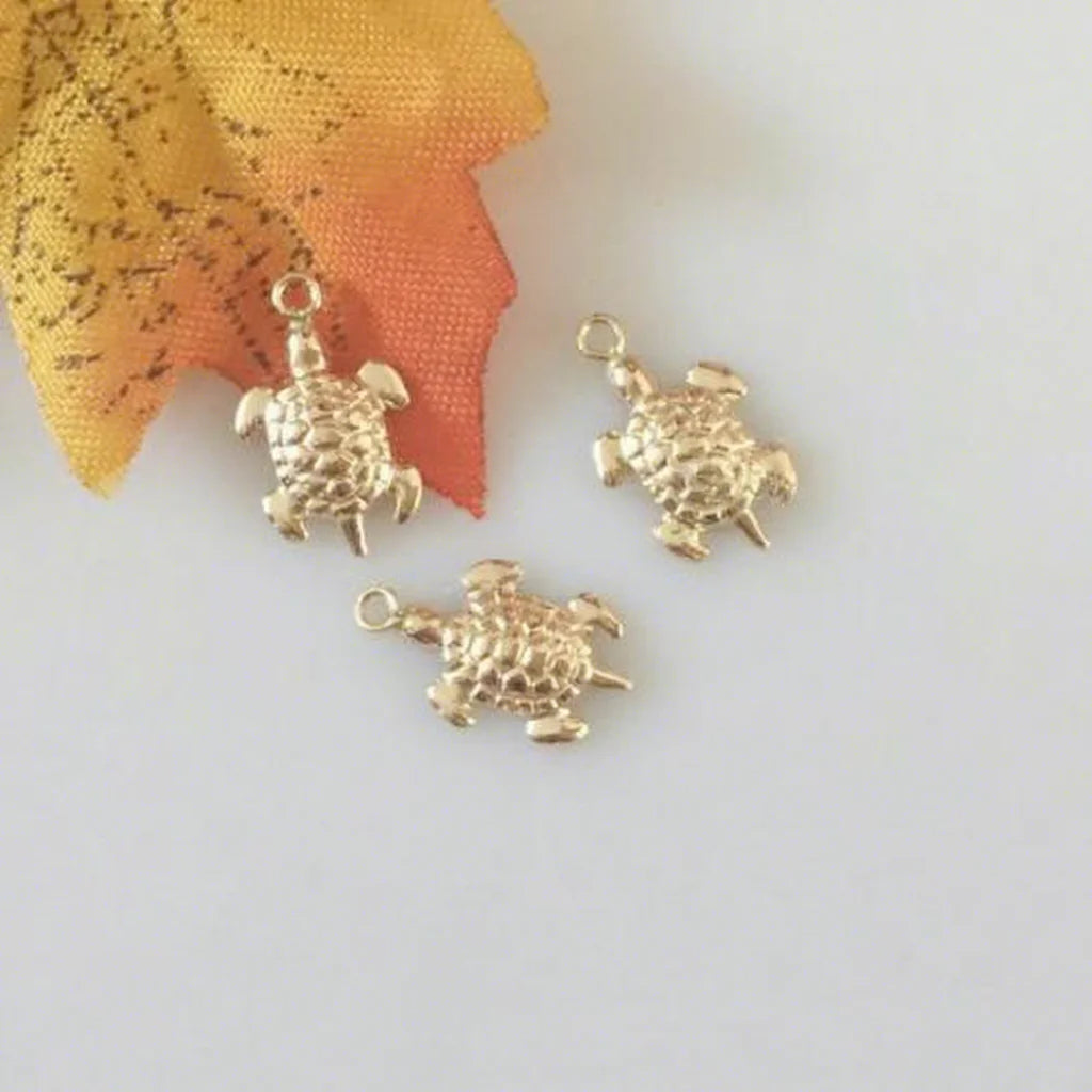 Turtle Charms for Jewelry Making Gold Filled Pendants 14K 8.1x13.6mm Hole: 1.2mm 1027774