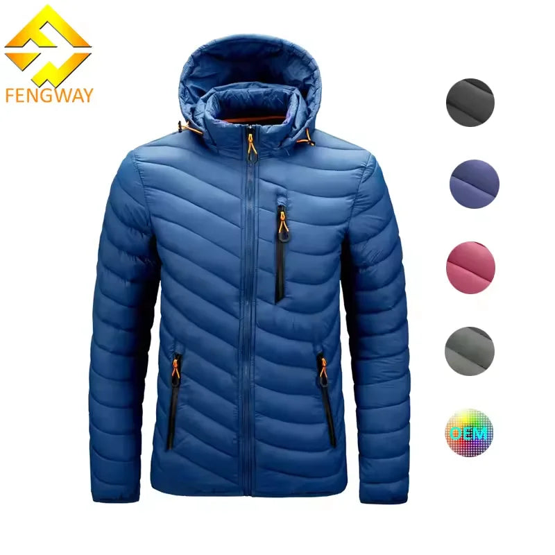 Puffer Jacket Men Custom Outdoor Light Warm Duck Feather Nylon Hooded Dwon Jacket Winter Bubble Coat Filled Down Puffer Jackets