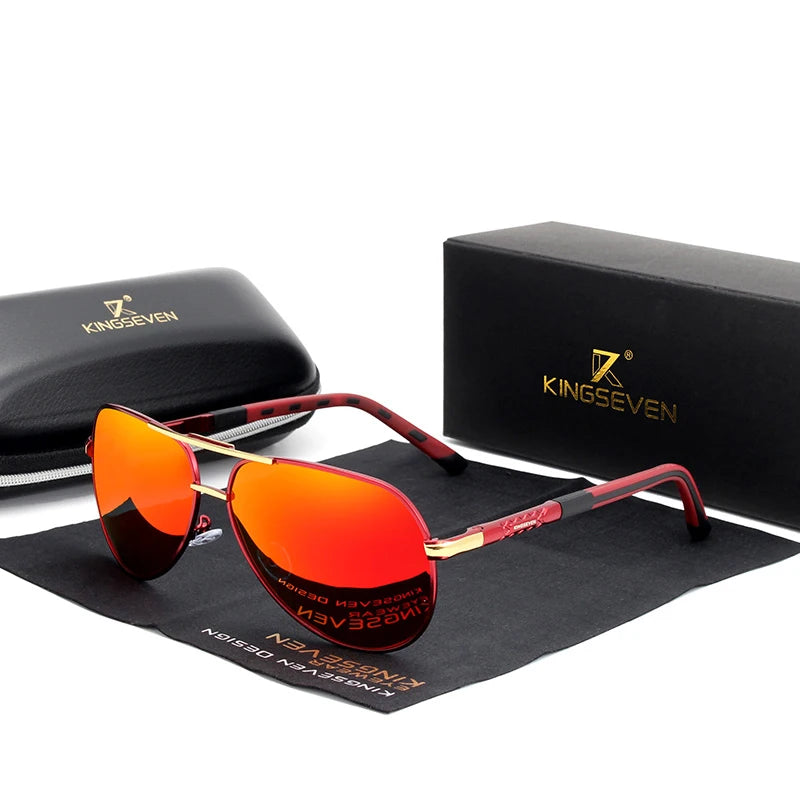 KINGSEVEN 2022 Men's Polarized Sunglasses Aluminum Magnesium Frame Polycarbonate Lens for Driving Eyewear for Both Men 7252