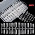 240Pcs/Box Stiletto Ballet Rectangle ABS Nail Tips Soft Matte Clear Press on Nails for Fingers Customized Coffin Extension Tips