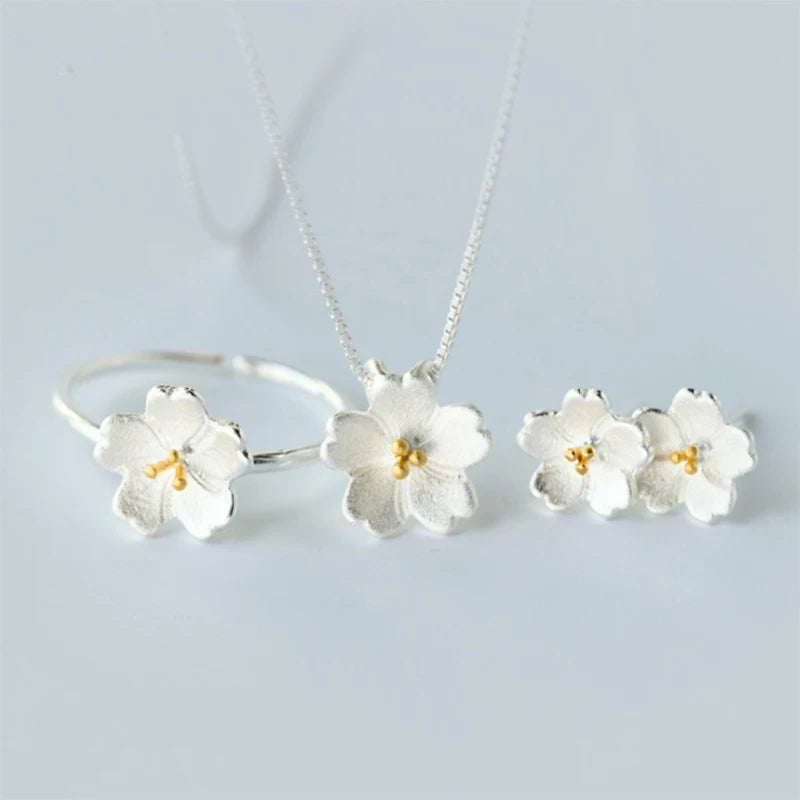 Simple Classic Silver Cherry Ring Cute Style Peach Blossom Lady's Jewelry Wholesale Alloy Open Ring