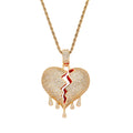 CN277 Brass Setting Heart Pendant Iced Out Cubic Zircon Necklace Hip Hop Gift Jewelry Bling Bling
