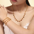 DAIHE European and American Ins Style Colorful Round Bead Necklace Bracelet Niche Stainless Steel Fashion Jewelry Set