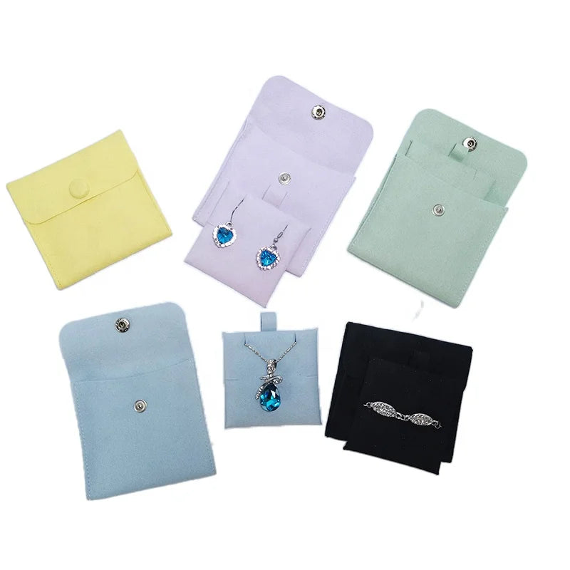 Custom Luxury Envelope Design Microfiber Necklace Earring Bracelet Pouch Jewelry Bag Custom Color 7.5x7.5cm Custom Logo OEM/ODM