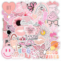 Vi-50Pcs Aesthetic Pink VSCO Vinyl Waterproof Decorative Sticker Pack for Kids Laptop Phone Luggage Bike Guitar