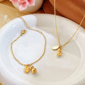 Collar De Acero Inoxidable Gold Plated Stainless Steel Necklace Earring Chinese Style Women Gourd Charm Necklace Bracelet Anklet