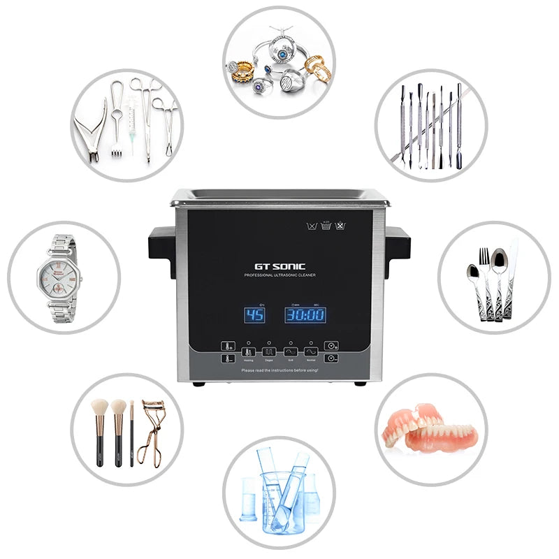 GTSONIC GT-D3 40kHz Electric 100W Stainless Steel SUS304 Ultrasonic Cleaner 3L Digital Timer 1-99 Min Car Watches Household