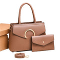 Trendy Girls Golden Custom Logo Modern High Quality Small Ladies Hand Bag Set Pu Leather