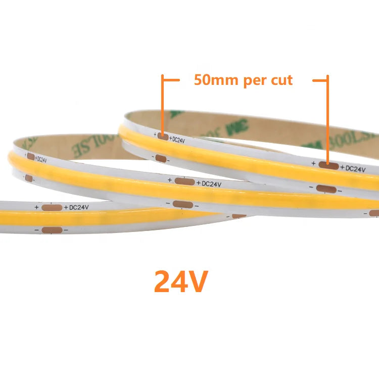 24V 10m 8mm 320leds/m 3000K/4000K/6000K CRI 90 IP20 COB LED Strip Light for Landscape Lighting with for & Wi-Fi
