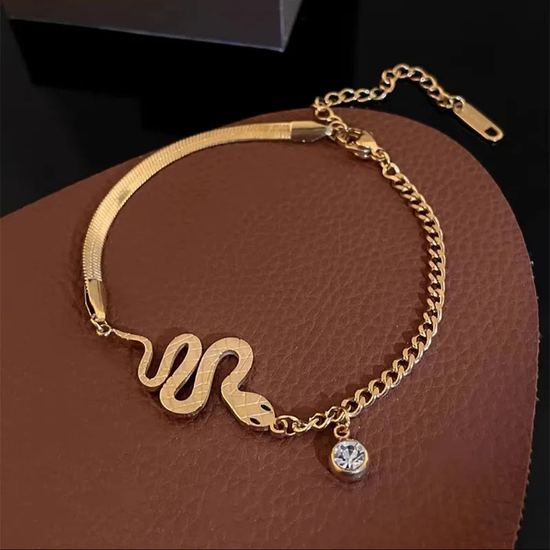 Wholesale New Design Personalized Trend Fashion Jewelry Titanium Steel Adjustable Snake Shaped Bracelet