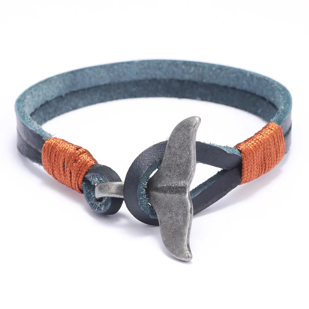 Adjustable Rope Bracelets Whale Tail Rope Woven Bracelet Leather Bracelet for Men