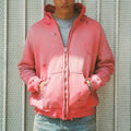 Custom Heavyweight Vintage Acid Wash Zip Hoodie Sun Faded Distressed Cropped Solid Color 100% Cotton Fleece Sweatshirt