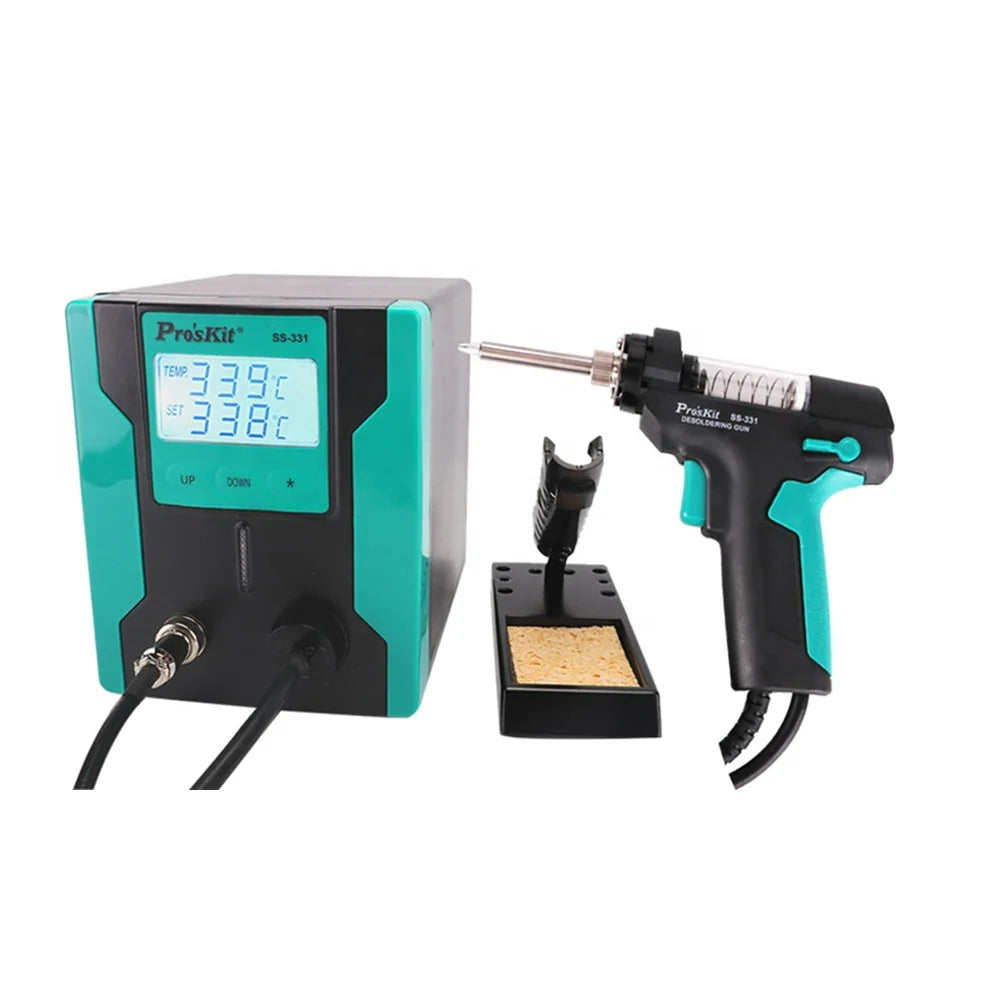 Pro'sKit SS-331H ESD LCD Digital Electric Desoldering Pump BGA Desoldering Suction Vacuum Solder Sucker Gun Auto Sleep 110v/220v