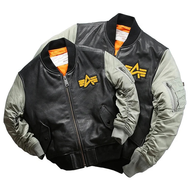Clothing Children's and Men Genuine Leather Varsity Jackets Embroidery Baseball Cowhide Clothing Casual Sports Fashion Coat