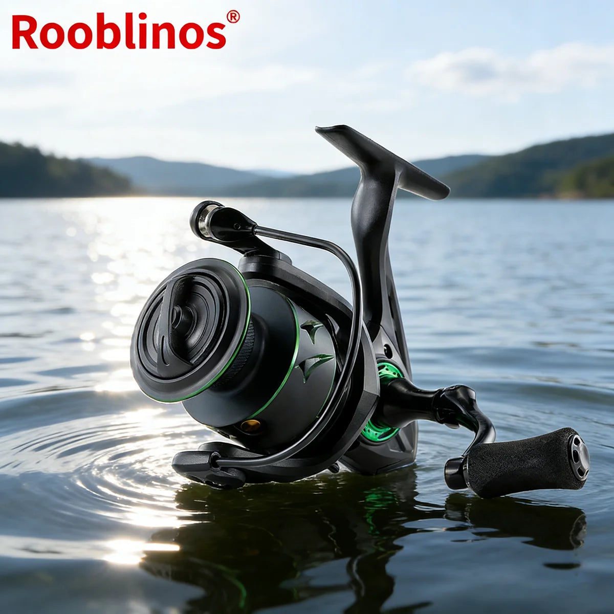 [Germany Stock] Rooblinos RF Left Hand Spinning Reel 5.2:1 Gear Ratio Nylon Body Anti-Reverse System Fake Fishing Lake River