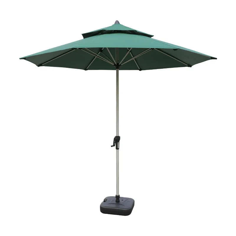 FEAMONT 9ft Hand Crank System Garden Umbrella Custom Logo Printed for Beach and Outdoor Patio Use