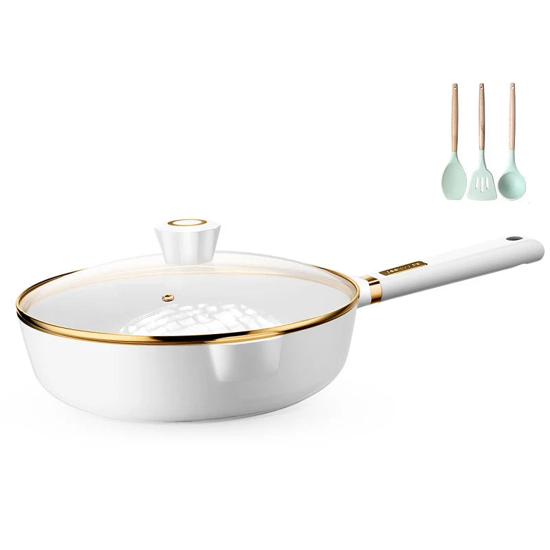 Hot Selling Non-Stick Fry Pan Kitchen Utensils Non-stick Multifunction Wok No Chemical Coating 30CM Ceramic Frying Pan With Lid
