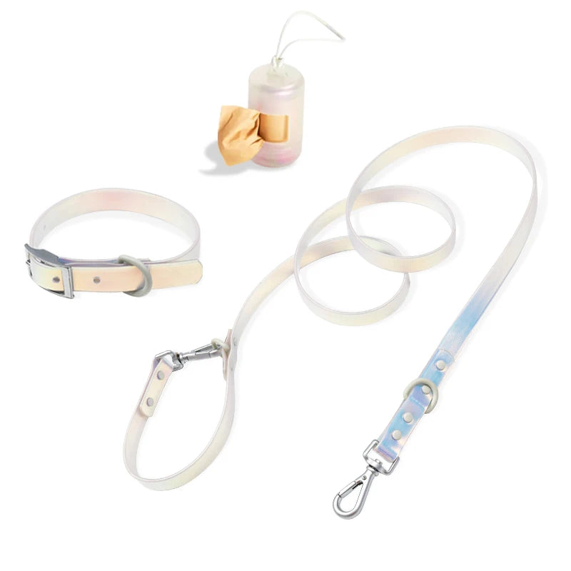 Adjustable Nylon Polyester Pet Cat Dog Accessory Summer Training Solid Phantom PVC Collar Leash Rivet Personalized Traction Rope