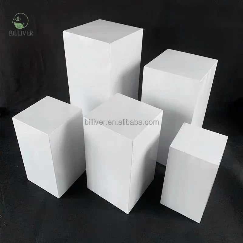 Party Decoration Cake Metal Square Wedding Pedestal Pillar Fruit Flower Stand Display Rack White Plinth Cube Dessert Table Stand