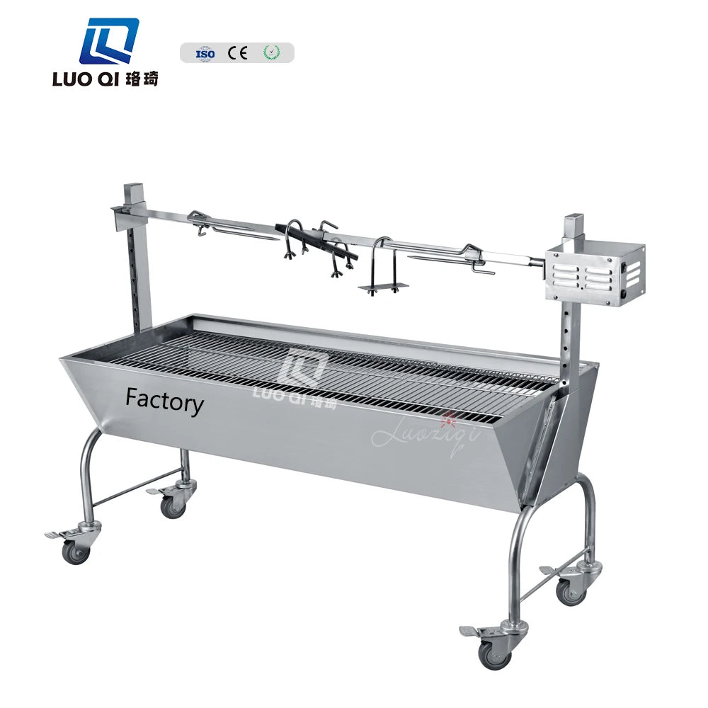 CE Manufactures Stainless Steel Kitchen Automatic Rotating Rotisserie Portable Charcoal BBQ Grill Outdoor Camping