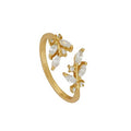 Gemnel Creative New Arrivals Twig Oval Zircon Adjust Open Gold Ring