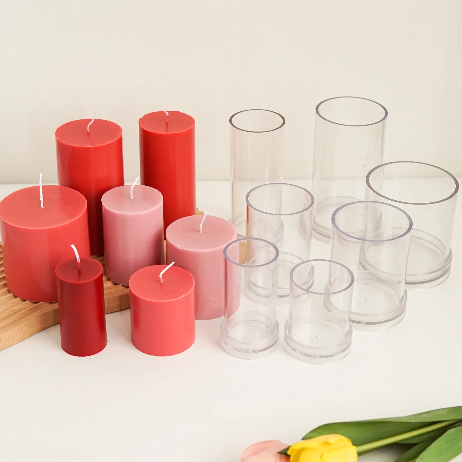HY Acrylic Plastic Round Column Pillar Candle Mold Large Cylinder Candle Making Molds
