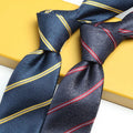 Luxury Brand Design Men's Polyester Paisley Neck Tie Casual Navy Red Yellow Stripe 7cm Embroidered Eco-Friendly Breathable