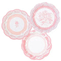 Pink Floral Tea Party Dessert Plate 7 Inch 18cm Food Grade Hot Stamped Paper Plate 8-Piece Set for Birthday Bridal Shower Baby