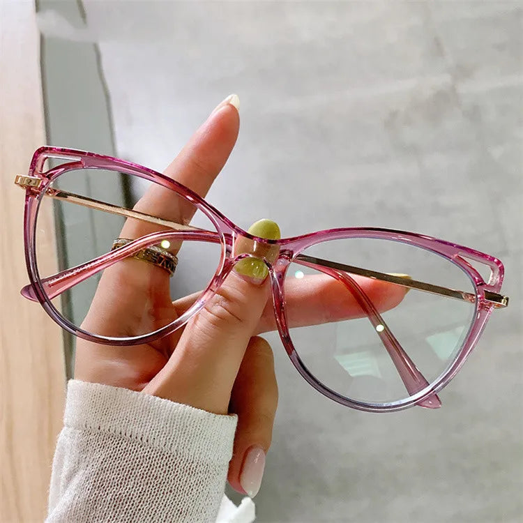 Wholesale Cheap Custom Logo Designer Eyewear TR90 Cat Eye Frames Anti Blue Light Blocking Optical Glasses Spectacle Eyeglasses