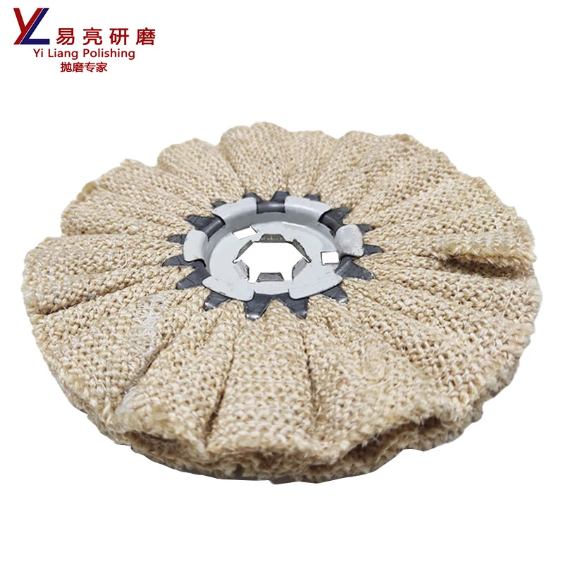 8 Strands Ceramic Rope Polished Stainless Steel & Aluminum 240MM*4 Layer Hemp Wheel with 32 Hexagonal Holes Abrasives Stock