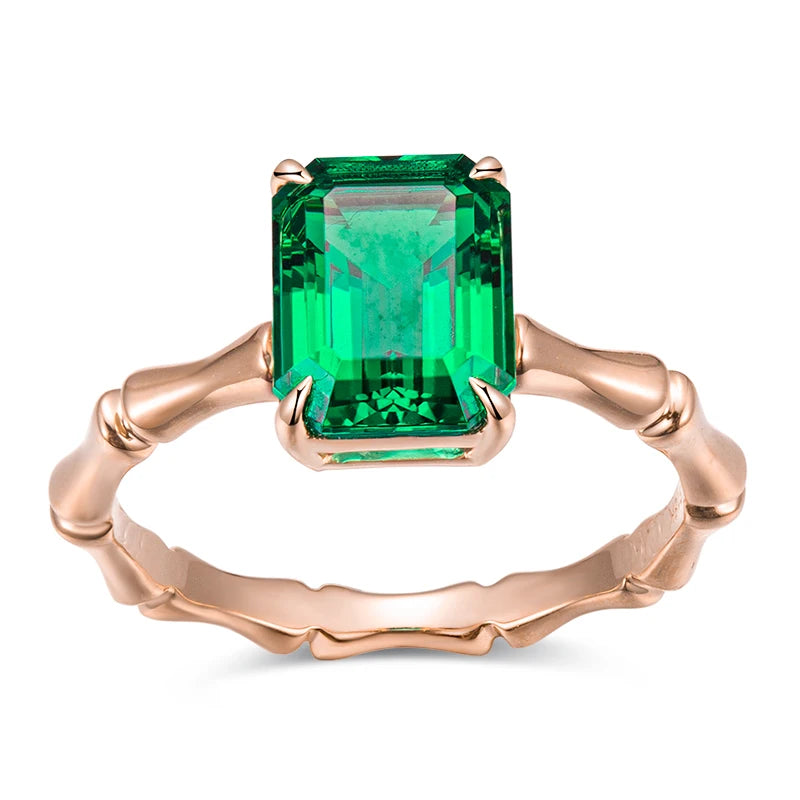 MSR-1005 18k Yellow Gold Lab Grown Emerald Engagement Ring